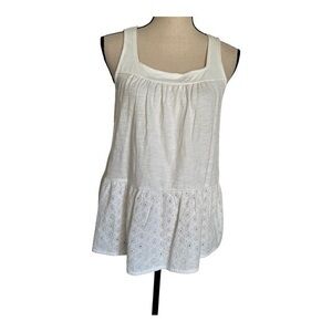 Anthropologie White Sleeveless Perforated Top Size XS